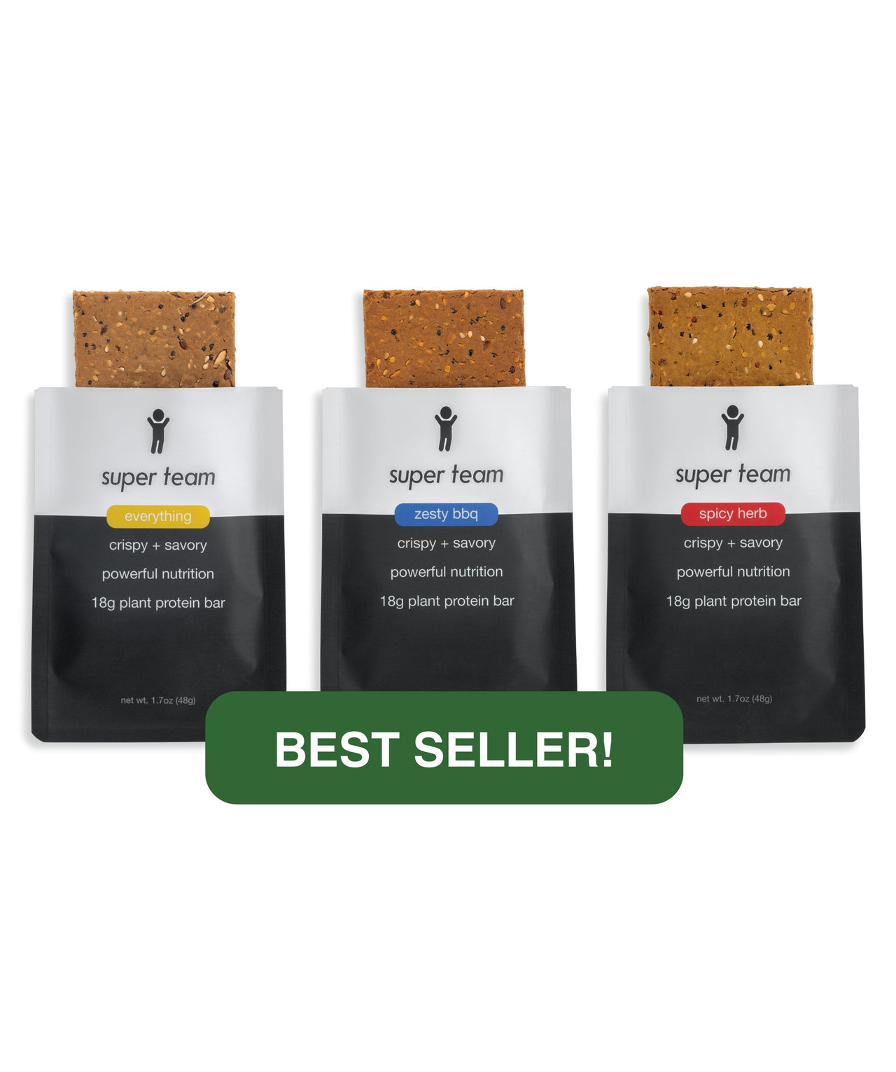 Super Team Savory Protein Bar Combo Pack_Everything Bagel_Zesty BBQ_Spicy Herb